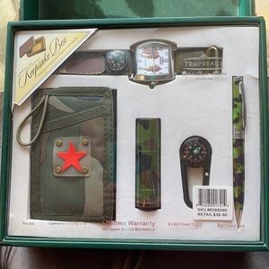 Tempreaux keepsake box with military watch compass
